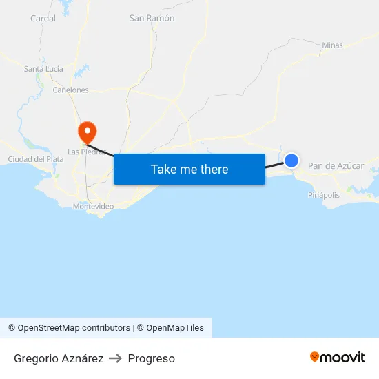 Gregorio Aznárez to Progreso map