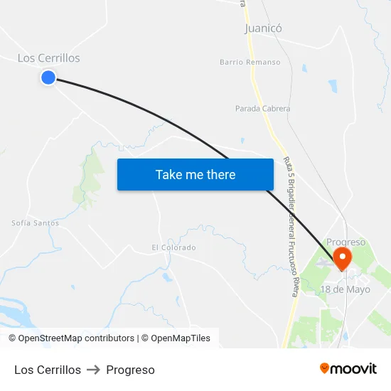 Los Cerrillos to Progreso map