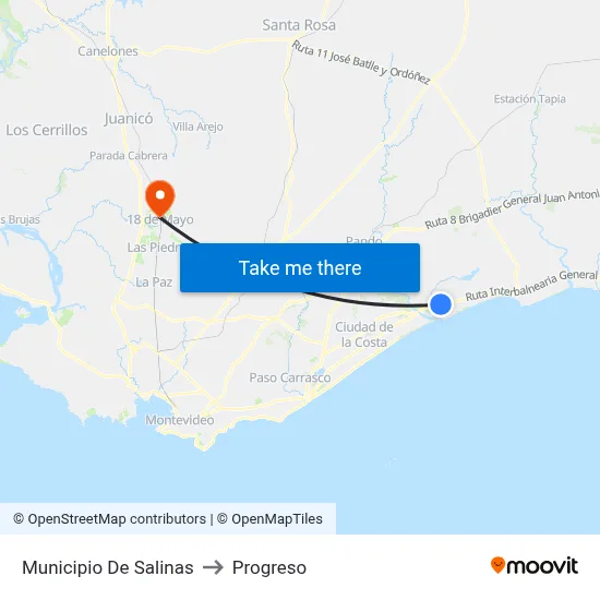 Municipio De Salinas to Progreso map