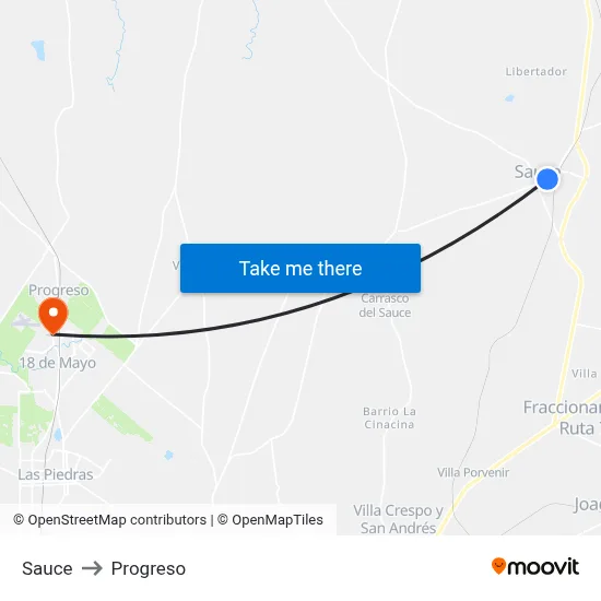 Sauce to Progreso map