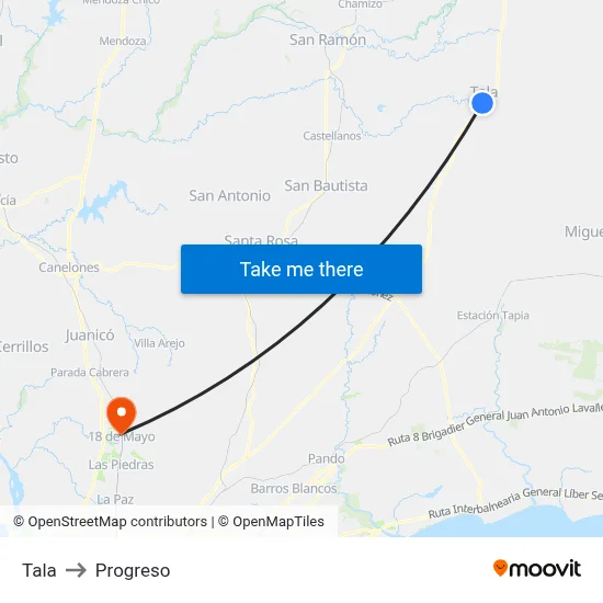 Tala to Progreso map