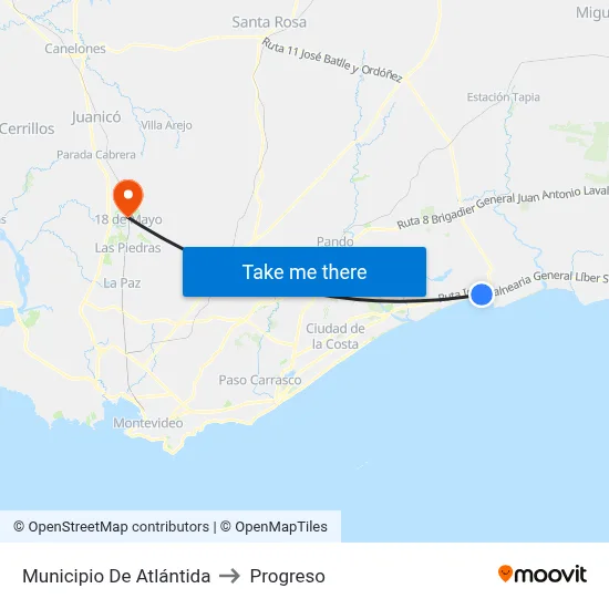 Municipio De Atlántida to Progreso map