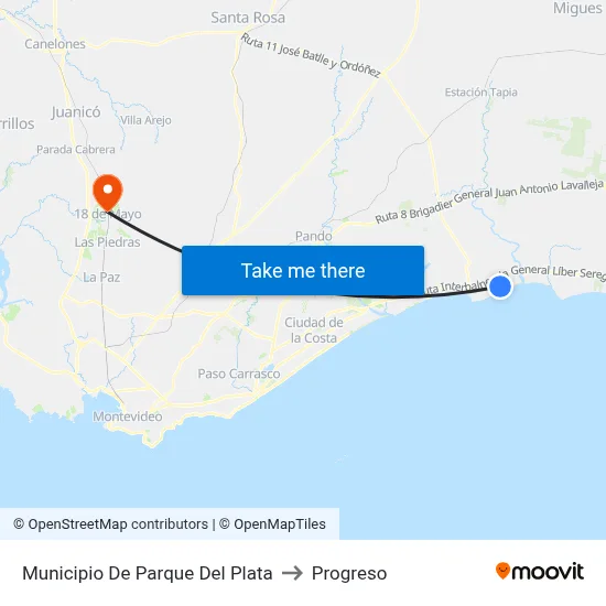 Municipio De Parque Del Plata to Progreso map