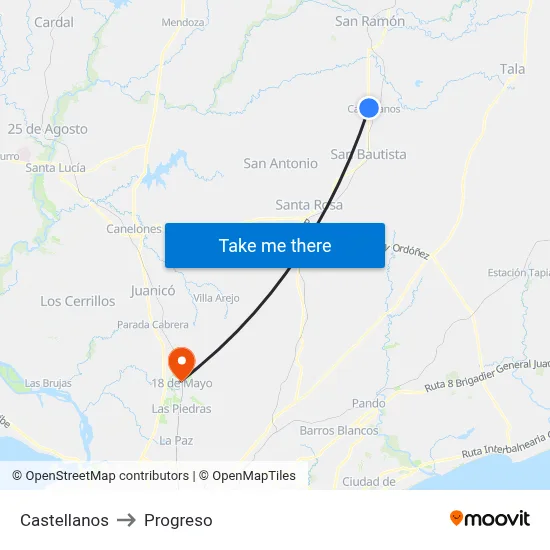 Castellanos to Progreso map