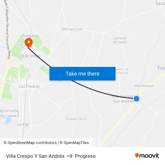 Villa Crespo Y San Andrés to Progreso map