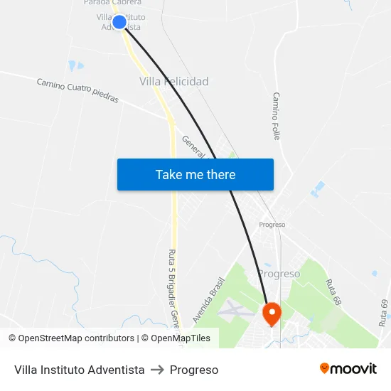 Villa Instituto Adventista to Progreso map