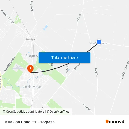 Villa San Cono to Progreso map