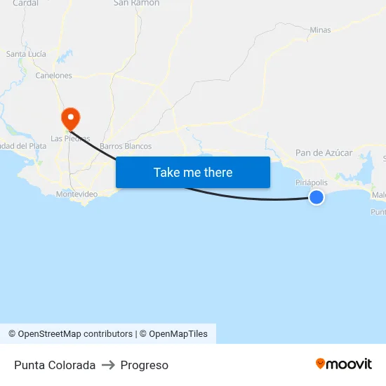 Punta Colorada to Progreso map
