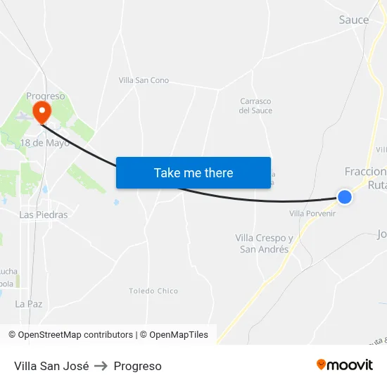 Villa San José to Progreso map
