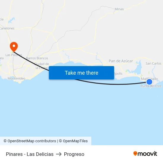 Pinares - Las Delicias to Progreso map