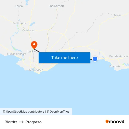 Biarritz to Progreso map