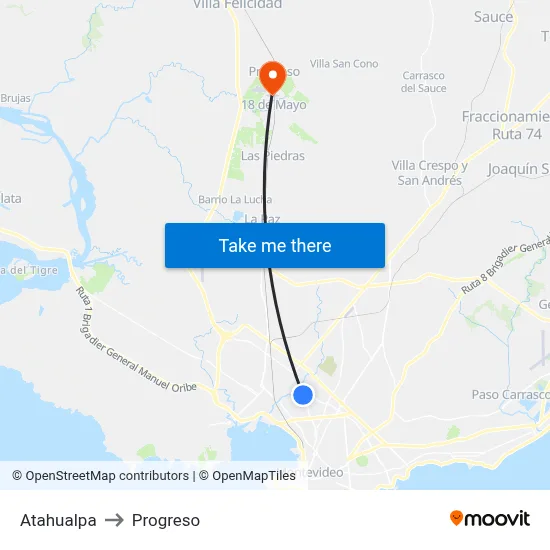 Atahualpa to Progreso map