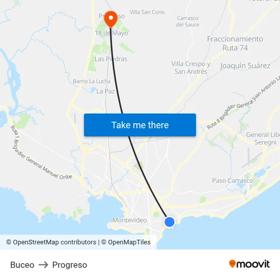 Buceo to Progreso map