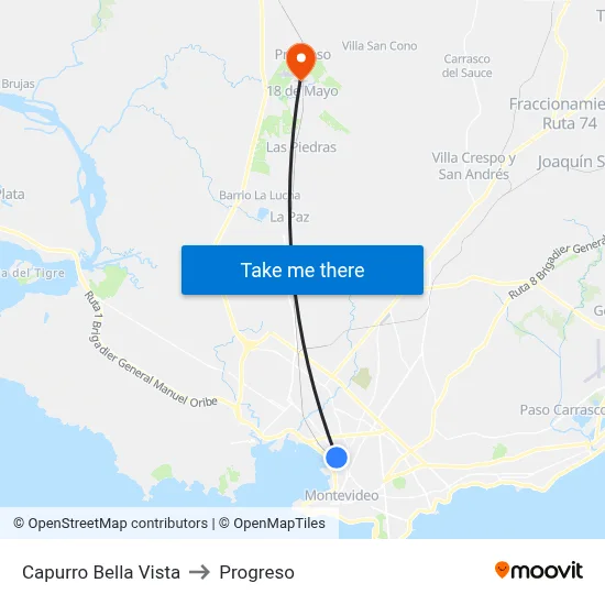 Capurro Bella Vista to Progreso map