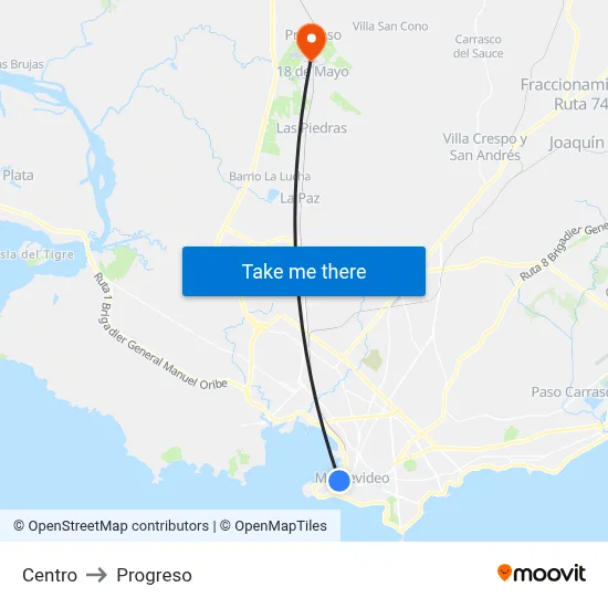 Centro to Progreso map
