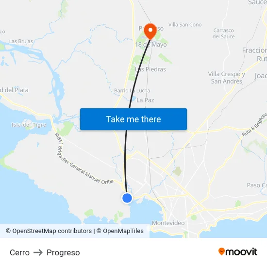 Cerro to Progreso map