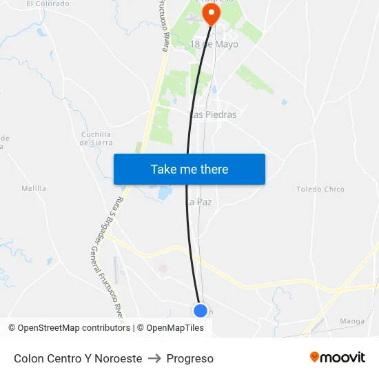 Colon Centro Y Noroeste to Progreso map