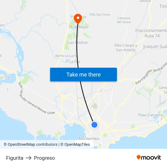 Figurita to Progreso map