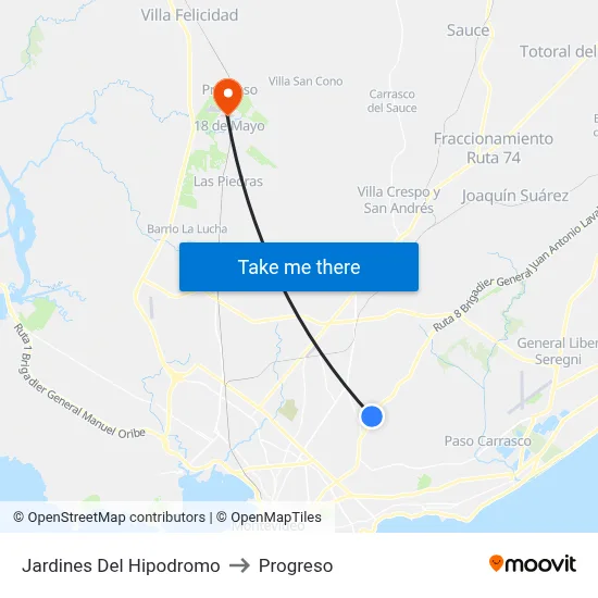 Jardines Del Hipodromo to Progreso map