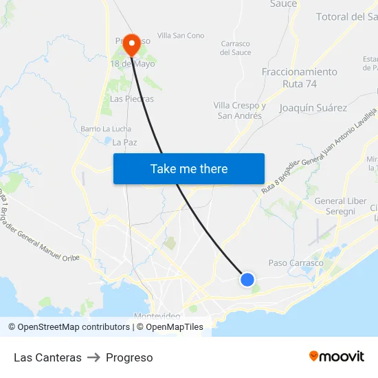 Las Canteras to Progreso map