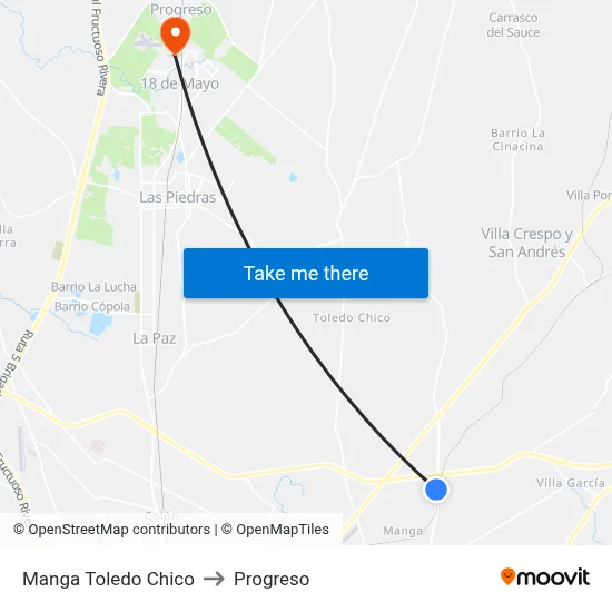 Manga Toledo Chico to Progreso map