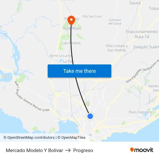 Mercado Modelo Y Bolivar to Progreso map