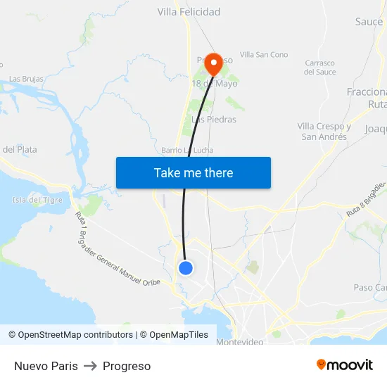 Nuevo Paris to Progreso map