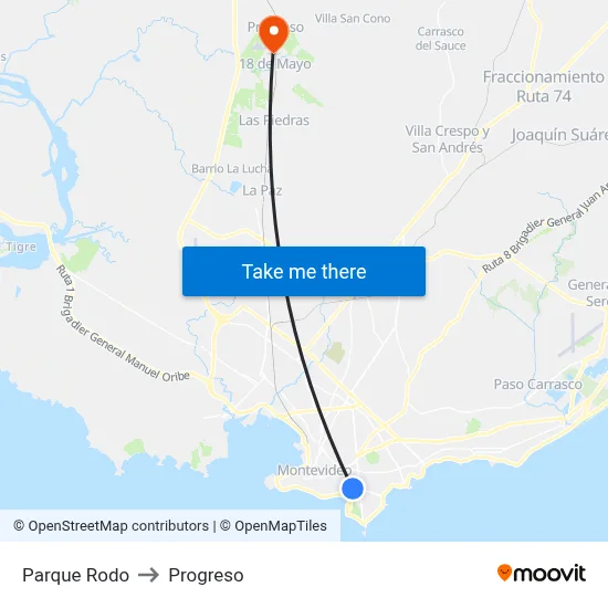 Parque Rodo to Progreso map