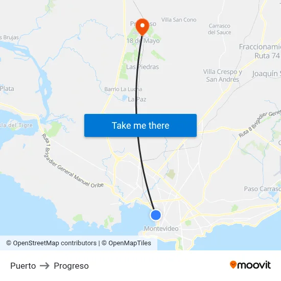 Puerto to Progreso map