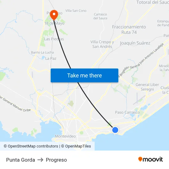 Punta Gorda to Progreso map