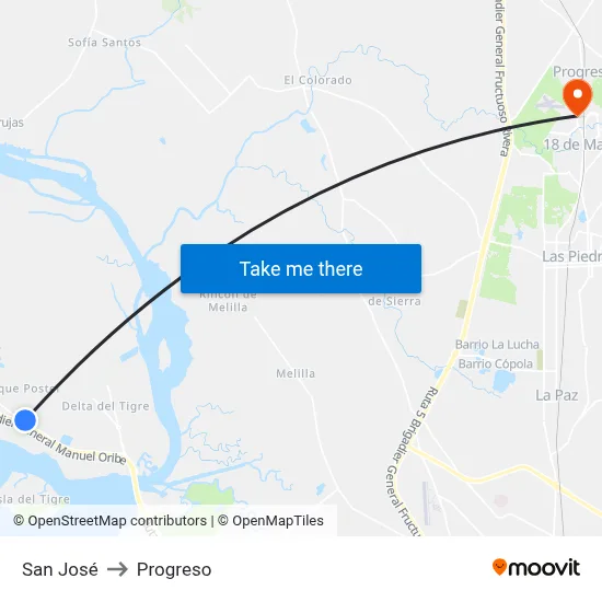 San José to Progreso map