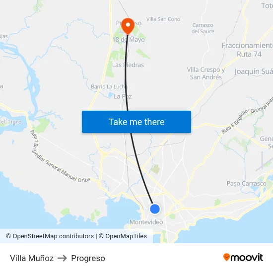 Villa Muñoz to Progreso map