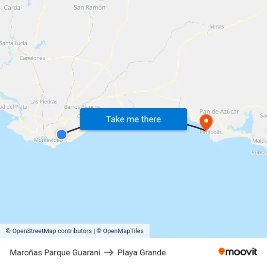 Maroñas Parque Guarani to Playa Grande map