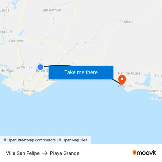 Villa San Felipe to Playa Grande map