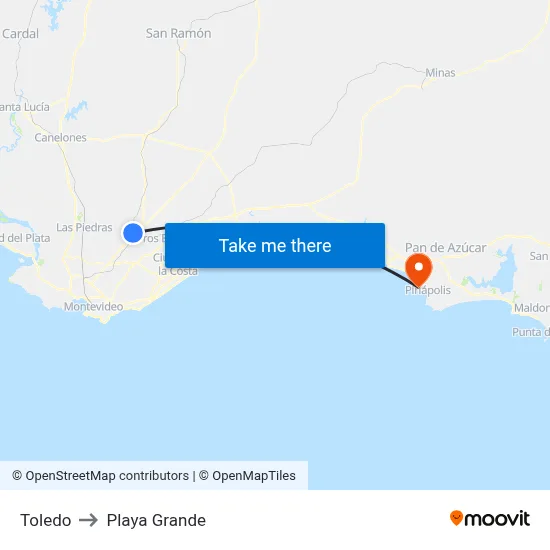 Toledo to Playa Grande map
