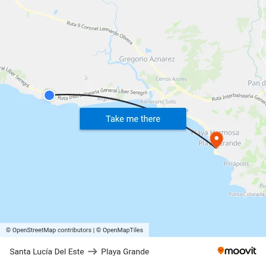 Santa Lucía Del Este to Playa Grande map