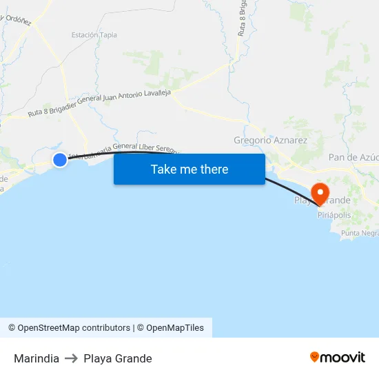 Marindia to Playa Grande map