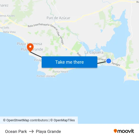 Ocean Park to Playa Grande map