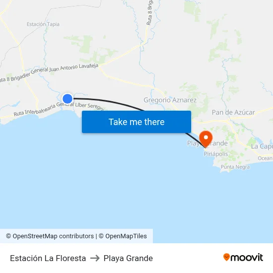 Estación La Floresta to Playa Grande map