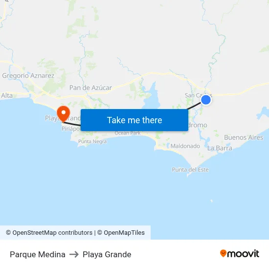 Parque Medina to Playa Grande map