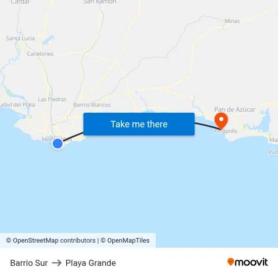 Barrio Sur to Playa Grande map