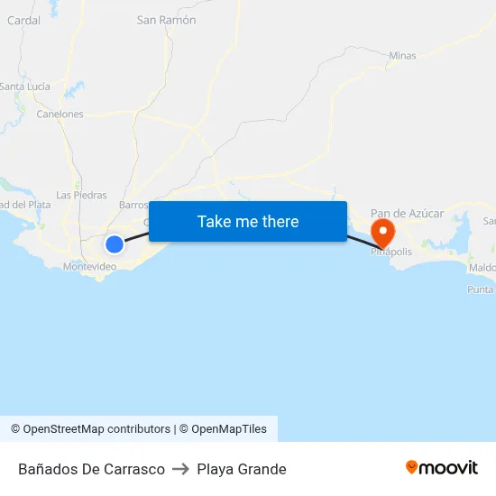 Bañados De Carrasco to Playa Grande map