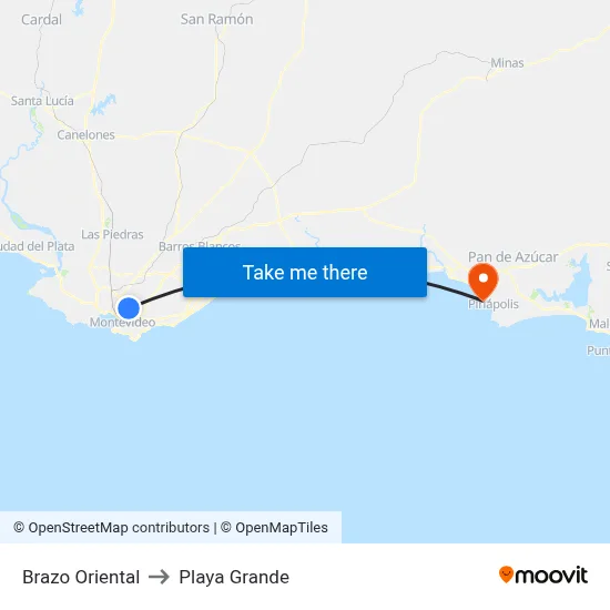 Brazo Oriental to Playa Grande map