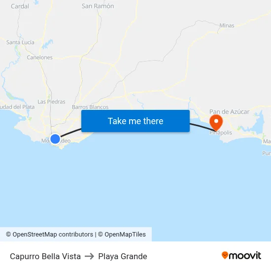 Capurro Bella Vista to Playa Grande map