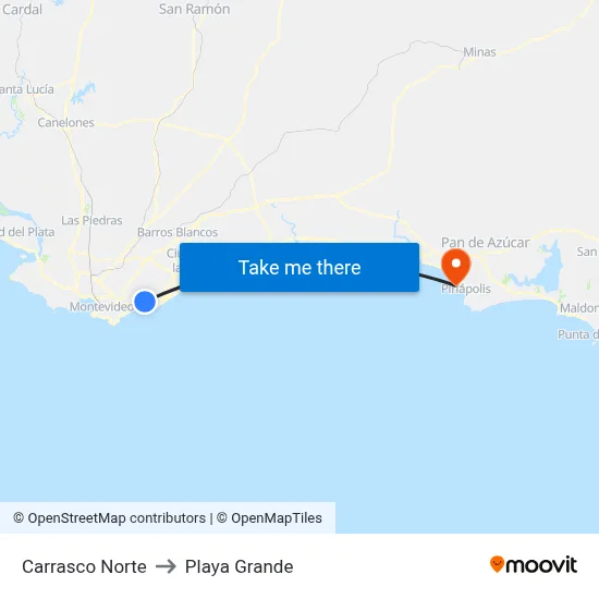 Carrasco Norte to Playa Grande map