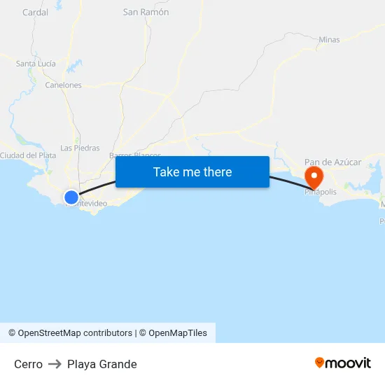 Cerro to Playa Grande map