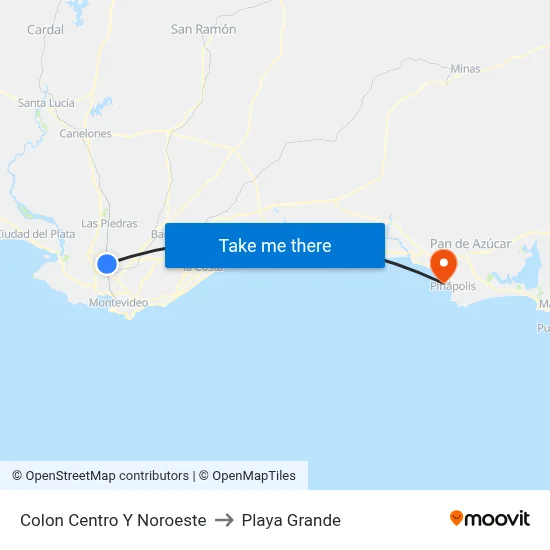 Colon Centro Y Noroeste to Playa Grande map