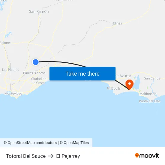 Totoral Del Sauce to El Pejerrey map