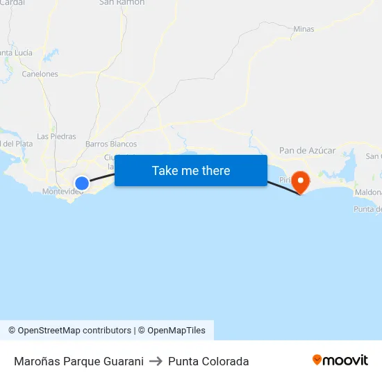 Maroñas Parque Guarani to Punta Colorada map
