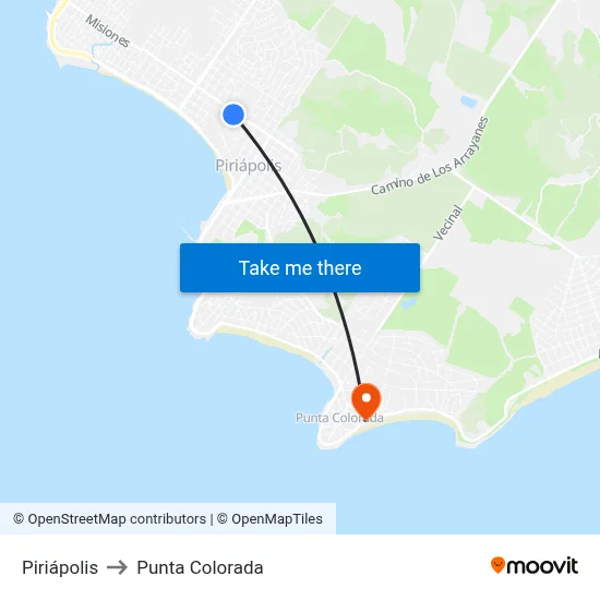 Piriápolis to Punta Colorada map
